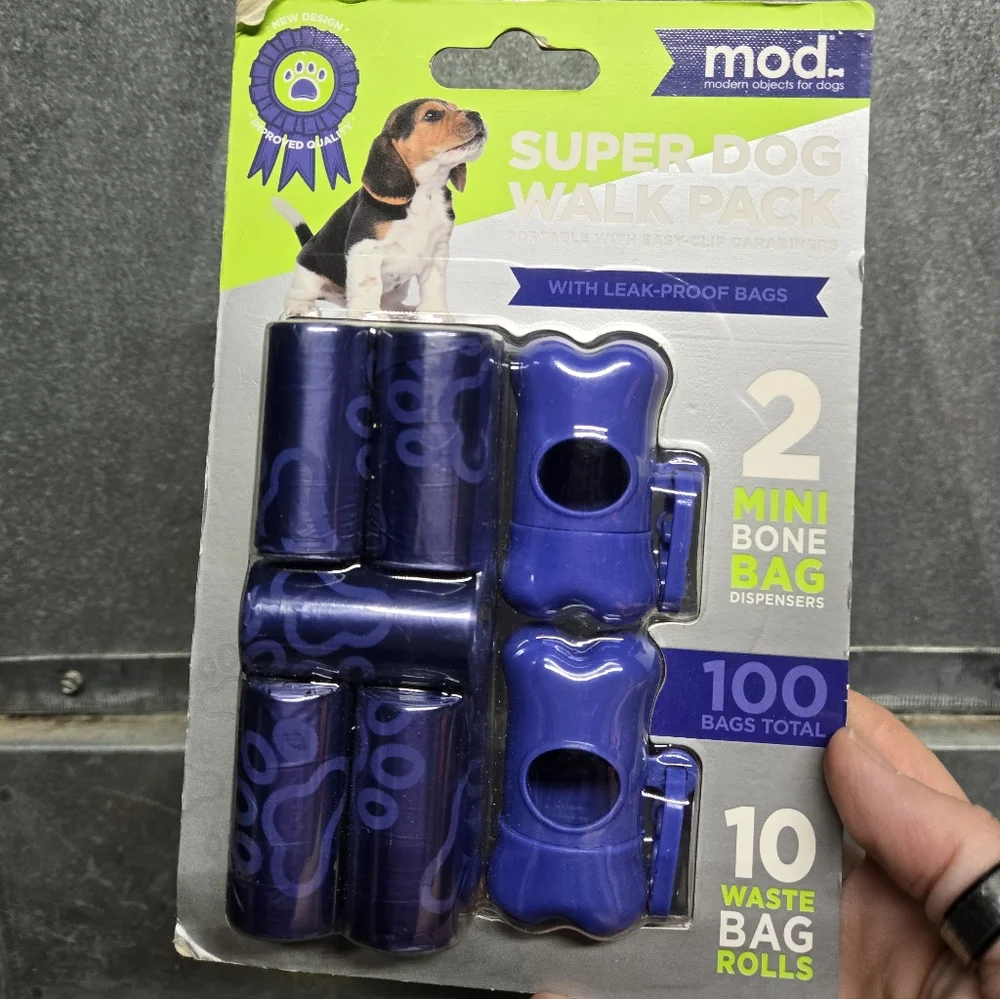 Super Dog Walk Pack with Leak-Proof Bags - Blue